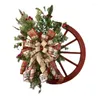 Flores decorativas 1pc Christmas Red Wagon Wreath Wreath Door da frente Reutilizável Vintage Xmas Garland Flor Artificial Funny Funny Outdoor Indoor Tree