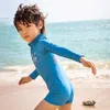 Childrens Swimsuit Chłopcy Jeden kawałki Spring One Piece Long Rleeves Dzieci Dzieci Teny Sprzęt pływania