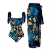 Maillot de bain femme nœud papillon maillot de bain femme jupe couvrir Bikini brésilien 2023 imprimé fleuri plage maillot de bain 230504