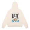 Американский модный бренд Rhude с принтом игральных карт, высококачественный хлопковый махровый свитер с капюшоном для мужчин и женщин, черный абрикос S M L XL