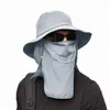 Breda randen hattar sommarsol UV -skydd utomhusjakt fiske mössa för män kvinnor vandring camping visir hink hatt avtagbar fiskare
