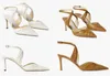 Summer Luxury Women Designer Basil Shoes Sandaler White Styles High Heels Leather Pumps Rubber Wedding Party Dress Ladies Storlek 35-43