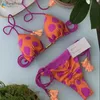 Tvådelar kostymer para praia sommar sexig push up badkläder kvinnor brasilianska bikini leopard baddräkt halter biquini semester två stycken baddräkt 230505