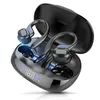 Mobiltelefonörlurar TWS Bluetooth med mikrofoner Sport Ear Hook LED Display Trådlösa hörlurar Hifi Stereo Earuds Waterproof Headsets 230505