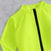 Roupas de mergulho secas tenina neon amarelo manga comprida maiô Rashguard feminino surfando roupas de banho surf no traje de mergulho de mergulho Mulheres Mulheres Cuidado J230505