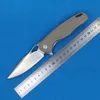 1Pcs A1961 Flipper Folding Knife D2 Satin Drop Point Blade Sand G10 with Stainless Steel Sheet Handle Outdoor Ball Bearing Fast Open EDC Pocket Knives