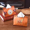 Quality Antique Creative Home Napkin Paper Box Coffee Table Top Bedroom Room Car Multifunction Leather Tissue Storage Box