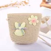 Children's Bag Cute and Fashionable Textile Bucket Bag Mini Grass Woven Bag Girl Baby Lightweight One Shoulder Crossbody Bag