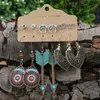 Bohemian Earrigs Ustaw 6pairs vintage etniczna miłość sowa liść ślubna wodę kropla kolczyki dla kobiet dziewczęta biżuteria boho mody