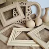 Frames 2Pcs Decorative Furniture Parts Carved Wood Po Frames Modern Mirror Frame 230504