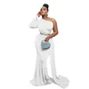 Casual Dresses Celebrity Dress Fashion Oblique Collar Patch Clothes Women Elegant One Shoulder Evening Dinner Formal Ball Gown Long