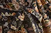 Kvinnors badkläder Boho Vintage Black Floral Print Short Robes Casual Beach Cover Ups Blusas Belt Gypsy Style Hippie Women Kimono T230505