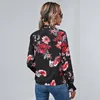 Blouses Femme Femmes Automne Puff Manches Longues Chemisier En Mousseline De Soie Élégant Noeud Noué Cou Chemises Imprimées Florales Froncé Poignets À Volants Casual Lâche