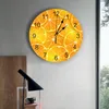 Wandklokken Orange Fruit 3D Clock Modern Design Brief woonkamer Decoratie Keuken Art Kijk Home Decor