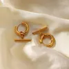 Brincos de garanhão 18K Drop T de aço inoxidável de aço inoxidável para mulheres inspiradas jóias de casamento de argola de moda personalizadas