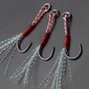 Ami da pesca 100pcsLot Assist Hook Fishing Lure Slow Jigging Fish Cast Jigs Spinato Single Jig Hooks Thread Feather Pesca Acciaio al carbonio Peche 230505