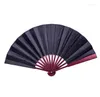 Party Favor 50pcs Folding Fan Black White Cloth Wooden Hand Diy Craft Art Planting Ornaments Men's Outdoor Large 33cm Wholesale