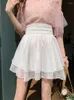 Skirts SURMIITRO Mini Pleated Tulle Skirt Women 2023 Summer Korean Fashion Pink White Aesthetic High Waist Short Tutu Female