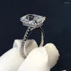 حلقات الكتلة الفاخرة الإشعاع Cut 3ct Lab Diamond Ring 925 Sterling Silver Bijou خطوبة فرقة زفاف للنساء مجوهرات حفلات الزفاف