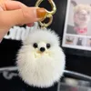 Söt riktig äkta Mink Fur Keychain pälsboll Pompom Bag Charm Purse Car Phone Pendant Kids Toys