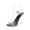 Dress Shoes Female High Heels Women Sandals PVC Solid Color Fish Mouth Shape Thin Heel Transparent Super Low To Non Slip