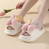 Slippers Mo Dou Spring Open Toe Cotton Linen Slippers For Women Girls Home Bedroom Hemp Shoes Lovely Cartoon Soft Breathable 230505