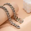 Chains Heavy Exaggeration Women Punk Belt Buckle Clavicle Link Chain Chunky Choker Necklace Thick