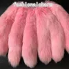 10Pcs/lot 40cm/16" Pure Pink Real Genuine Fox Fur Tail Keychain Cosplay Toys Bag Charm Car Phone Pendant