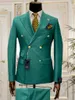 Мужские костюмы Blazers светло -голубой красная зеленая двойная грудь Slim Fit Men Suits Sward Lyxedos Groom Business Part Prom Prom Best Man Blazer Costum
