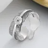 Anillos de racimo 698FJ 699FJ ZFSILVER Silver S925 Moda Moda Ajustable Retro Clásico Anillo de plumas de lujo para hombres Mujeres Fiesta de bodas