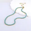 Choker Trendy Vergoldetes Kupfer Verstellbare Halsreifen Halskette Grüner Zirkonia Mode Jewerly Accessoires Für Frauen Geburtstagsgeschenk