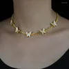 Ketten 5MM einfache kubanische Gliederkette 5pcs Schmetterlings-Charme-Halskette für Frauen 2023 Sommer-reizender Tierart und weiseschmucksachen