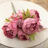 Fleurs décoratives Classique Européen Pivoine Rétro Fleur Artificielle Haute Qualité Faux Rose Home Party Soie Mariage Banquet Table Bouquet
