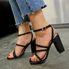 Sandals Fashion Brand Summer Ladies White High Heel Simple Women Square Toe Thin Belt s Shoes 43 230505