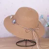 Wide Brim Hats Sweet Women Straw Hat Foldable Lady Fisherman Round UV Protection Summer Beach Sunscreen