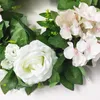 Decorative Flowers Artificial Door Wreath Champaign Gold Rose And White Hydrangea Flower Garland For Wedding Decor Home Decoration