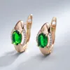 Dingle örhängen juliDream Emerald Green Oval Zircon Drop For Women Vintage Jewelry 585 Rose Gold Color Elegant Accessories