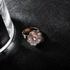 Ketting oorbellen set 1set rozen bloemen kristal strass armband ring sieraden geschenken voor bruiloft