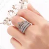 Wedding ringen mode elegante sieraden kroon zirkon ring 2-in-1 persoonlijkheid modieuze dame prachtige romantische cadeau