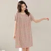 Women's Sleepwear Extended Cotton Silk Nightgown Ladies Short Sleeve Plus Size Pajamas Summer Rayon Loose And Comfortable Home Clothes