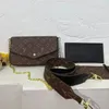 Designers väskor Cross Body Handbag Shoulder Bagg Totes Women 3-Piece Set Chain Classic Flower Brown med Original Dust Bag Hobo Purse 03