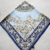 Fashion Flowers Blue Spring and Autumn Print jedwabny szalik Kobiety Ręka Ręka Hemmed Jedwabny Twill Infinity Square Shawl309k