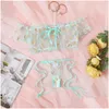 Kvinnors sömnkläder Kvinnor Strömn Mesh Lingerie Clothes Set 2 Piece Lace Floral Daisy Bardot Underwear For Purple/ Green/ Black D DH78X