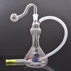 colorful Creative Vase mini 10mm female water dab rig bong Hookah pipe with smoking Glass oil burner bowl and silicone hose