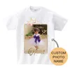 Famille correspondant tenues fille famille anniversaire chemise princesse couronne anniversaire Po chemise nom personnalisé t-shirt photo t-shirt fille correspondant tenues cadeau de vacances 230505