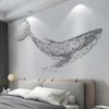 Papéis de parede Geométrico adesivo de parede de baleia decoração de escritório em casa menino decoração da sala de adolescentes da sala de estar de arte 3d decalques de parede de parede para móveis 230505