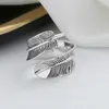 Anelli a grappolo 698FJ 699FJ ZFSILVER Argento S925 Fashion Trendy Regolabile Retro Classic Luxury Feather Ring per uomo Donna Wedding Party