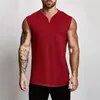 Tops cereno da uomo in cotone semplice con scollo a v-scollo top maschi estivo abbigliamento da palestra per palestra per palestra camicia senza maniche da allenamento sport singlet 230505