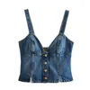 Débardeurs femme printemps et été fille Sexy Corset Style simple boutonnage Denim gilet sangle bustier tubulaire veste femme