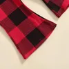 Clothing Sets Christmas Outfits Toddler Girl Clothes Bow-knot Tops Plaid Flared Pants For Girls Children's 18 Months-6 Years